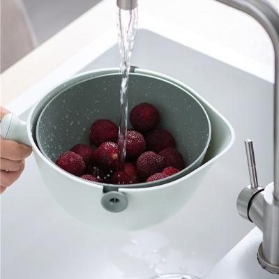 China Plastic Viable Pinmoo Double Layer Vegetables and Fruits Wash Basket Kitchen Sink Drain Basket for sale