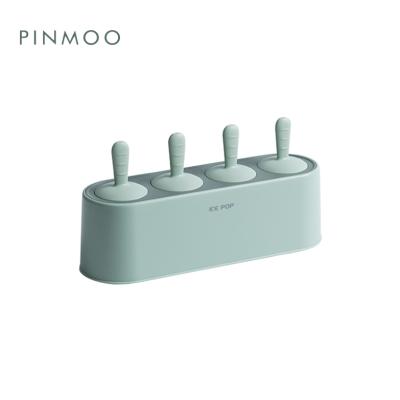 China Pinmoo Viable Wholesale Safe Set 4 Pieces Reusable Easy Release Silicone Ice Cream Popsicle Molds for sale