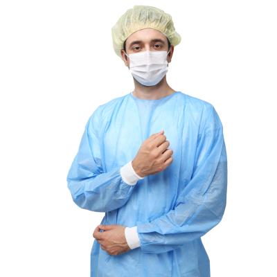 China Breathable Disposable Isolation Gown Blue Color 10pcs Pack for sale