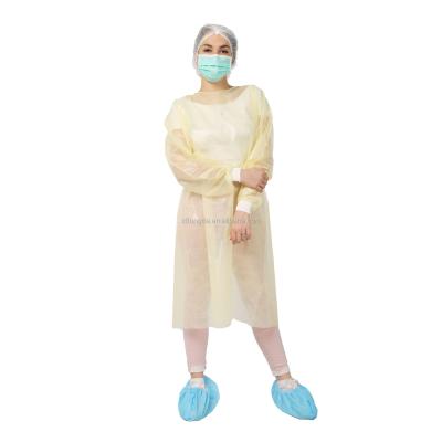 China Disposable Long Sleeve Isolation Gowns Long Sleeve Knit Elastic Cuffs Fully Closed Double Ties Back for sale