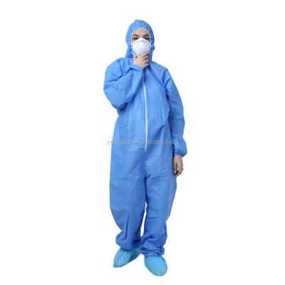 China Antistatic PP Nonwoven Disposable Waterproof Coverall With Hood For Protect Dust for sale