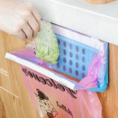 China Sustainable Hanging Garbage Bag Holder Fordable Holder With Hook In Cabinet For Kitchen Cupboard Sink for sale