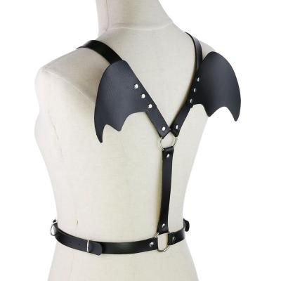 China ALLOY Women's Gothic Halloween Cosplay Batwing Angel Wings Body Harness Belt Leather Waist Belt for sale