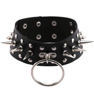 China Mainstream Punk O Cool Oversized Hiphop Rivet Non Around Sexy Choker Bondage Exaggerated Collar Neck Band Collar Band for sale