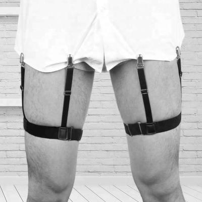 China Wholesale Leather Men's T-shirt Non-slip Wrinkle Free Socks Cut Leg Buckle Stretch Adjustable Garter Belt for sale