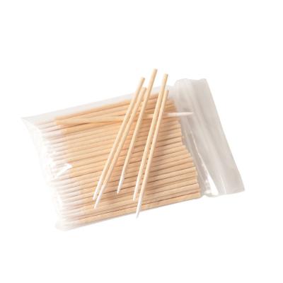 China Wholesale High Quality Disposable One Key Fiber Cotton Swabs Headed Tip Cleaning Stick Wood Cotton Swab for sale