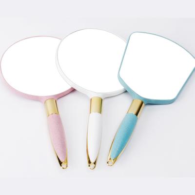 China Custom European Retro Handled Portable Handheld Mirror Salon Makeup Mirror Beauty Tattoo Embroidery Product for sale