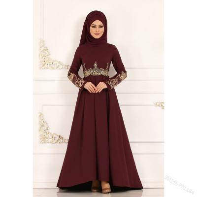 China 2021 Latest Embroidery High Quality Luxurious Elegant Muslim Dress Middle East Islamic Clothing L090 for sale