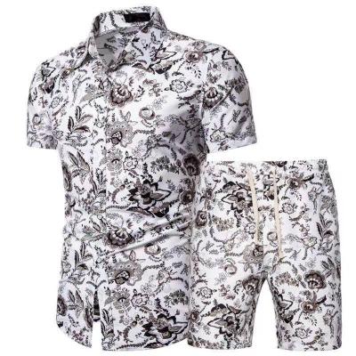 China 2021 new arrival vintage floral print QUICK DRY camisa and shorts set gentleman summer outfit for sale