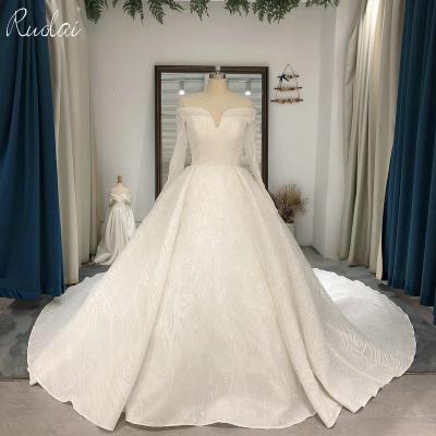 China ZD05020 Breathable Elegant Off The Shoulder Sheath Long Sequined Bride Dresses A Line Long Satin Wedding Dress for sale