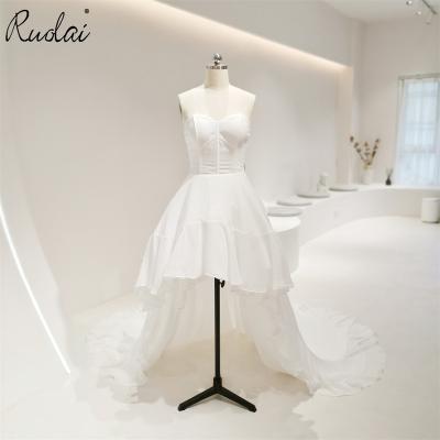 China Sweetheart Wedding Dress Breathable Simple Short Sleeve Chapel Train Detachable Wedding Dresses QW01201 for sale