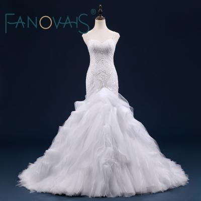 China ASA-H214 Gorgeous Anti-static Gorgeous Sleeveless Mermaid Wedding Dress Sexy Heavy Wedding Dress for sale