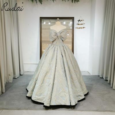 China Ruolai LDC6578 Anti-Static Fascinating Lovers With Bow Evening Dress Gold Stamping Ball Gown Sleeveless Party Dresses for sale