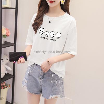 China 2021 CIA Anti-wrinkle pure cotton loose printing short sleeve T-shirt plus size blouse for sale