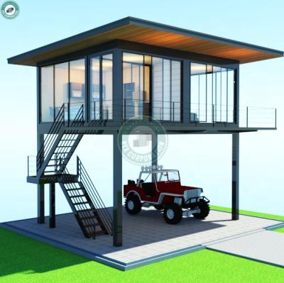 China On Stilts With Parking Lot Two Flatpack Stilt Container House Jungle Container Combined House On Stilts With Veranda And Roof In Davao for sale