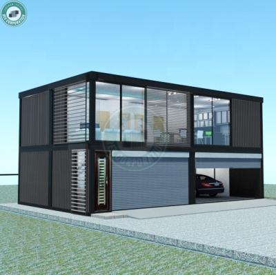 China Large Car Garage 2 Storey 40ft Shipping Container Home With Luxury Modular Garage Shipping Container Bedroom 2 Bed Design for sale