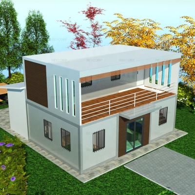 China Modern Three Bedroom Modular Prefab 2 Storey House Container House In Residential Philippines With Balcony for sale