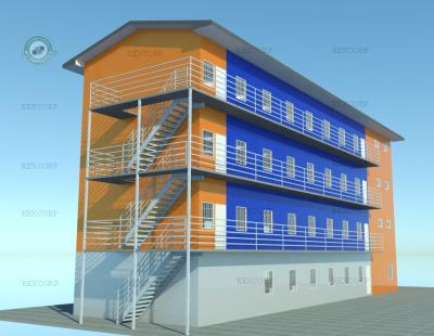 China Multistory Frame Steel Structure With Container System Customized Floorplan 4 Storey Container Modular College Building Worker Camp On Site In Benin for sale