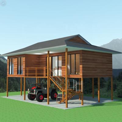 China Popular Galvanized Prefab Stilt House Steel Structure Villa House Stilt House With Carport In Papua New Guinea for sale