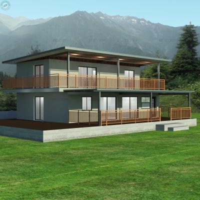 China 2 Storey Modern Anti-seismic Prefab House In Japan Wind Resistant Modern Prefab House With WPC Front Porch for sale