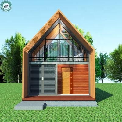 China Front Louvres A Frame Aluminum Bedroom With Balcony Honeymoon Vacation Prefab House Prefab Attic With Moon Glass Roof for sale