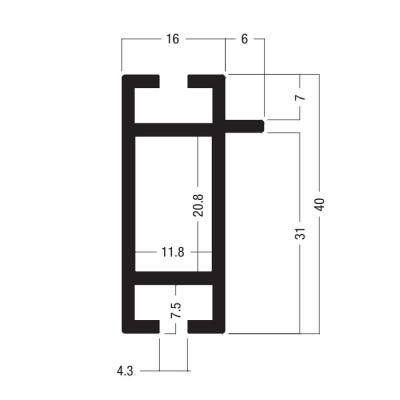 China Z4300 40x16MM Beam Extrusion,Aluminum 2 way system,Aluminum equipmen suit for tension lock for sale