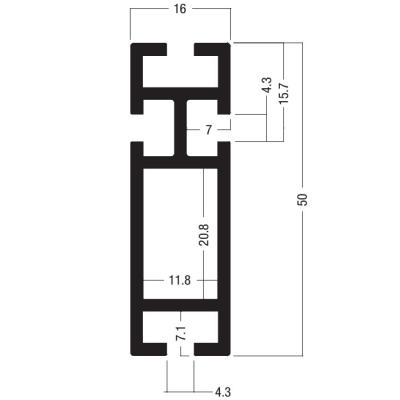 China Z460 50x16MM Beam Extrusion,Aluminum 2 way system,Aluminum equipmen suit for tension lock for sale