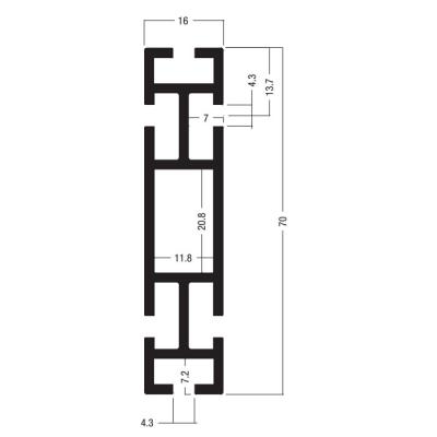 China Z160 70x16MM Beam Extrusion,6 groove 4.3MM ,Aluminum equipmen suit for tension lock for sale