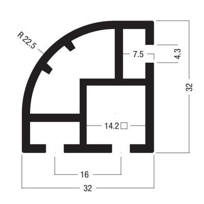 China S1105  32x32MM Aluminum profile for 3-way corner desk, Round aluminium profiles for sale