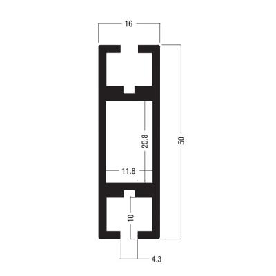 China Z402 50x16MM Beam Extrusion,Aluminum 2 way system,Aluminum equipmen suit for tension lock for sale