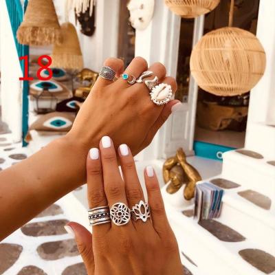 China New Antiques Material Eco-friendly Crystal Personality Jewelry Hot Finger Shiny Rings Set Designer Rings For Women Spring Geometric Rings for sale