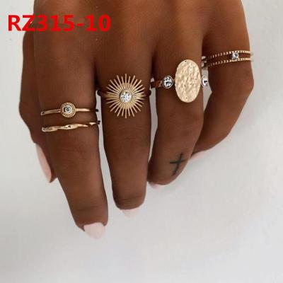 China Designer Eco-friendly Material High Quality Rings For Women Spring Geometric Rings Antiques Shiny Personality Jewelry Hot Finger Rings Set for sale