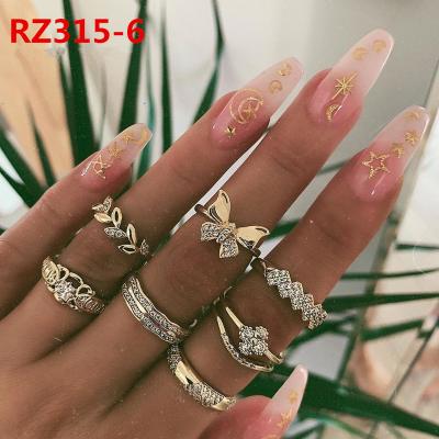 China Eco-friendly Material Hot Selling Boho / Hippie Rings Set Geometric Rings Antiques Shiny Finger Ring Sets for sale