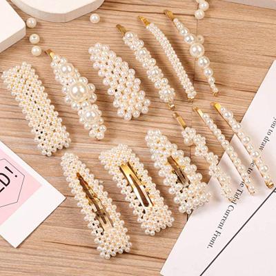 China Stylish Korean female INS hairpin hairpin clip bb word bead side clip hairpin clip net red headdress for sale