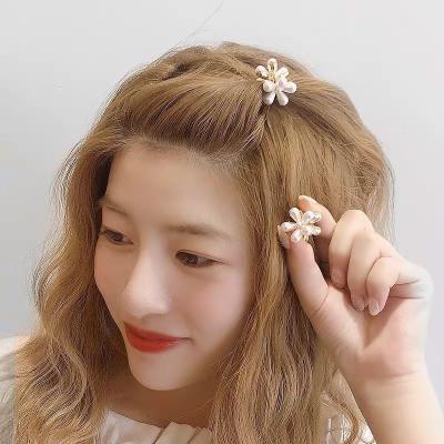 China Beautiful Eco-friendly Material Rhinestone Flower Simulate Pearl Hair Clips Hairpins Bling Hair Jewelry Barrettes For Kids/Women Gifts for sale