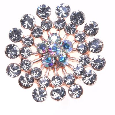 China Elegant Fashion Jewelry Rose Gold Plating Rhinestone Crystal Flower Brooch For Wedding for sale