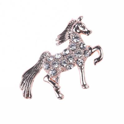 China Flatback Fashion Design Alloy Animal Brooch Crystal Rhinestone Horse Brooch Pin for sale