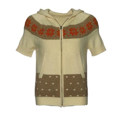 China High Quality 100%Cashmere Women's Short Sleeve Jacket Anti-Shrink For Spring Fall 7GG Computer Knitted OEM Service Customized for sale