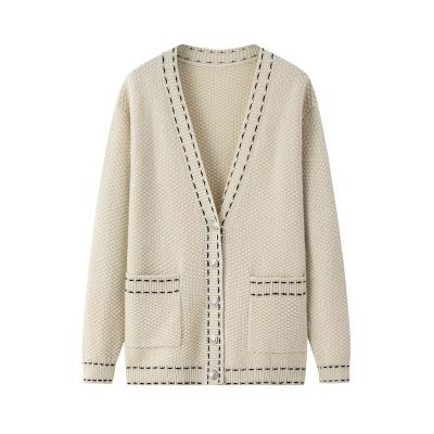 China Reversible Cashmere Women's Soft Imitated V-Neckline Knit Button With Pockets Cardigan Customized for sale