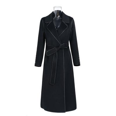 China Sustainable Wool Women's Cashmere Maxi Double Face Wool Blend Wrap Coat With Pockets OEM Service for sale