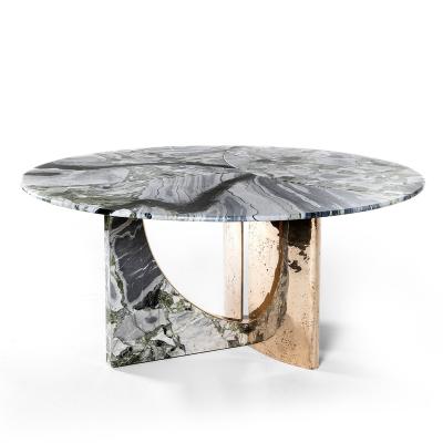 China Convertible Fashion Modern Stainless Dining Table Set Dining Furniture Luxury Italian Round Marble Top Luxury Dining Table for sale