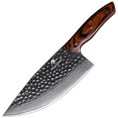 China Durable 8inch Kitchen Knife Damascus Cleaver Knife Stainless Steel 8Cr14 Knives With Pakka Handle for sale