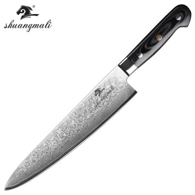 China 10 Inch VG10 Damascus Kitchen Viable Professional Japanese Chef Cleaver Gyuto Knife With Micarta Knife for sale