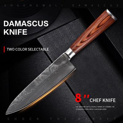 China Sustainable OEM Stocked Japanese VG10 Damascus Steel 8 Inch Kitchen Chef Knife for sale