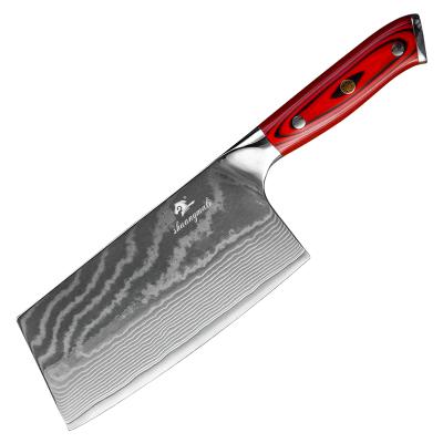 China 7 Inch Durable Utility Chinese VG10 Damascus Steel Chinese Cleaver Knife for sale