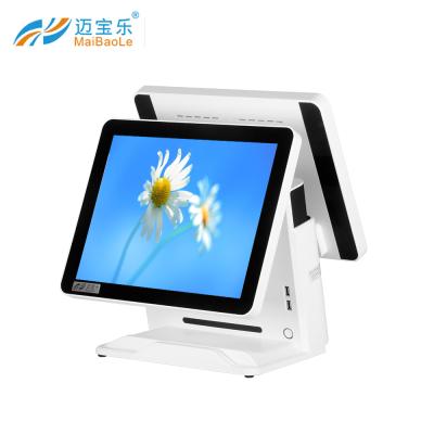 China 15 Inch Double Screen Capacitive Touch Screen Cash Register POS Machine 32GB Smart POS Terminal for sale