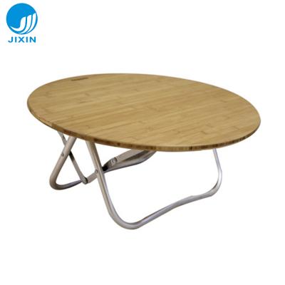 China Durable 2022 Outdoor Patio Garden Camping Hiking Picnic Round Beech Wood Folding Dining Table Furniture for sale