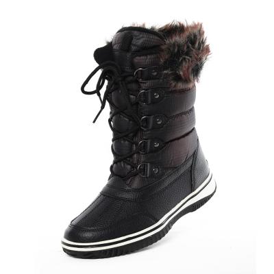 China CUSHIONING Women Boots Waterproof Fur Striped Snow Rejects Women Female Warm Ankle Plush Winter Boots Thermal Snow for sale