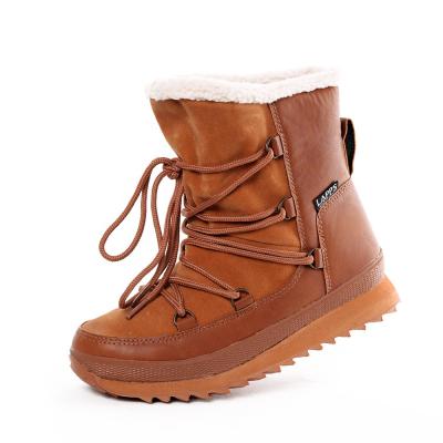 China Fashion Trend Non-slip Leather Autumn Waterproof Kids Fur Winter Snow Boots Warm Girls Boys Children Boots for sale