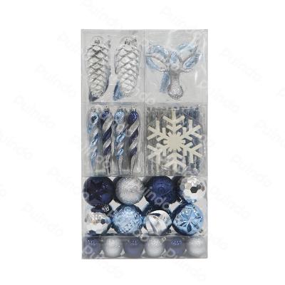 China Plastic Christmas Ornaments Christmas Ball Gift Box Contains Antlers Snowflakes Pine Cones Christmas Ornament for sale